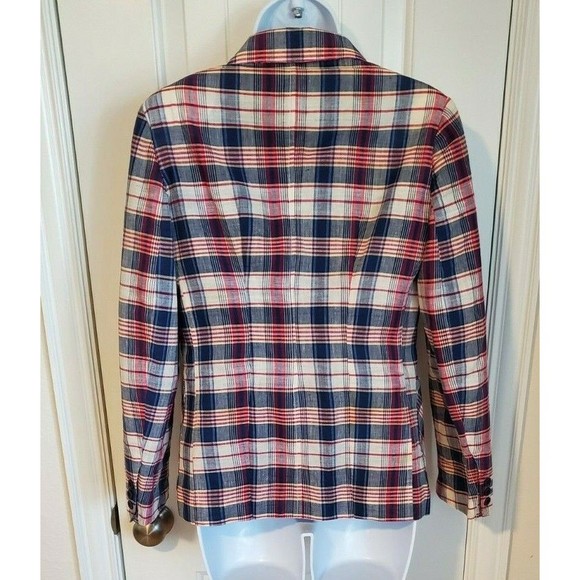 Vintage Spiegel Women's Blazer Red White and Blue Plaid Size 5/6 Small Patriotic - Picture 2 of 6
